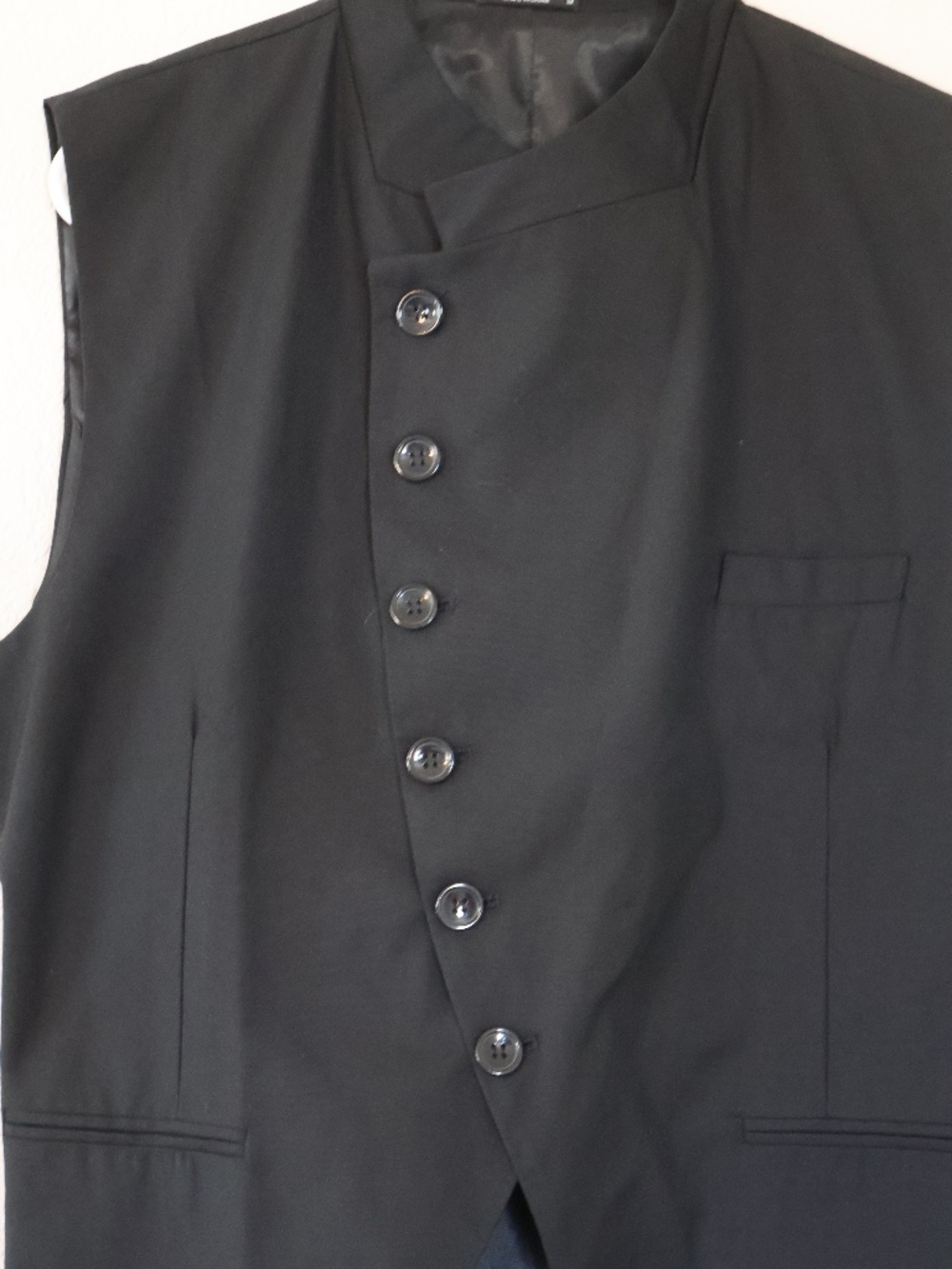 Slim fit western Oblique button down vintage victorian waistcoat black vest